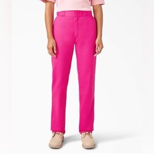 Dickies 874 Breast Cancer Awareness Hot Pink Work Pants Womens Size 2
